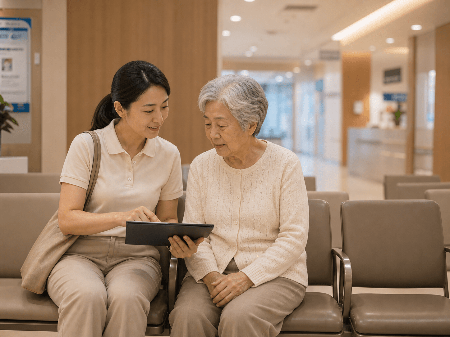 陪伴員在專業場地陪長者等候安排